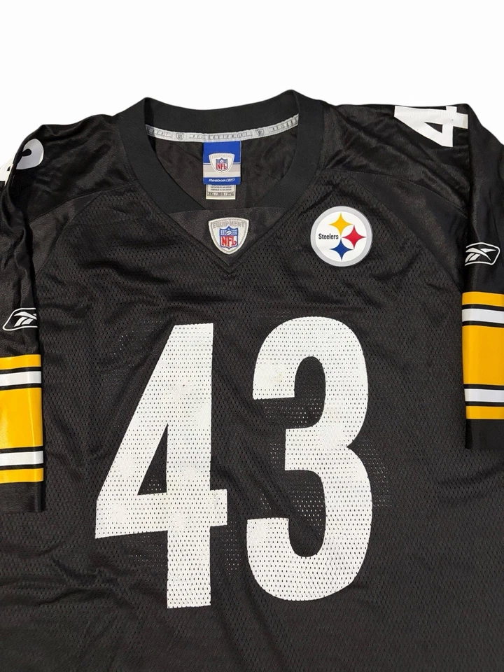 Camiseta Reebok Pittsburgh Steelers Troy Polamalu masculina L #43 costurada preta NFL - Imagem 3 de 4