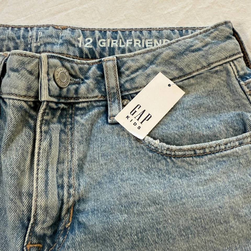 Pantalones de mezclilla para novia GAP Girls 12 lavado claro cintura ajustable nuevos con etiquetas Foto 3 de 4