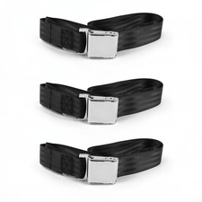 Jp Wrangler 1987 - 1996 Airplane 2pt Black Lap Bench Seat Belt Kit - 3 Belts