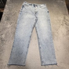 Old Navy Jeans Womens 14 Blue Straight Sky-Hi Extra High Rise Raw Hem 28 Inseam