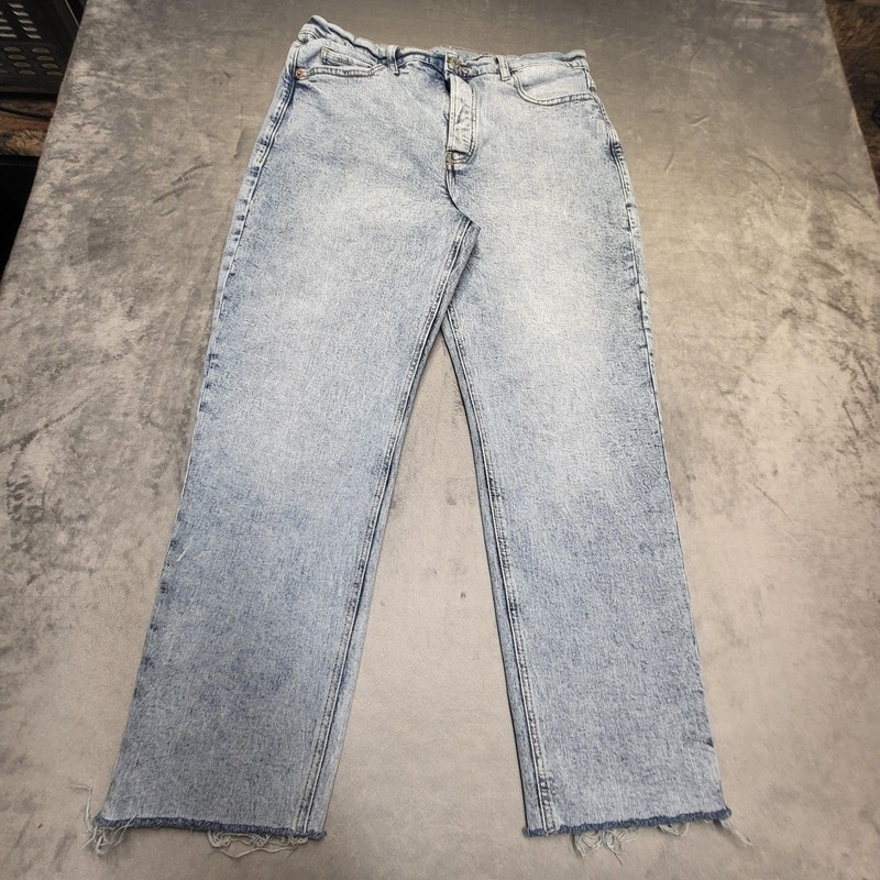 Old Navy Jeans Womens 14 Blue Straight Sky-Hi Extra High Rise Raw Hem 28 Inseam