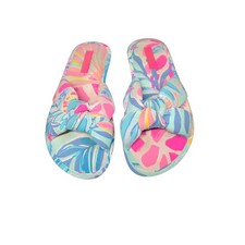 Lilly Pulitzer Pool Slippers In Sea Glass Rainforest Retreat Size 8/9