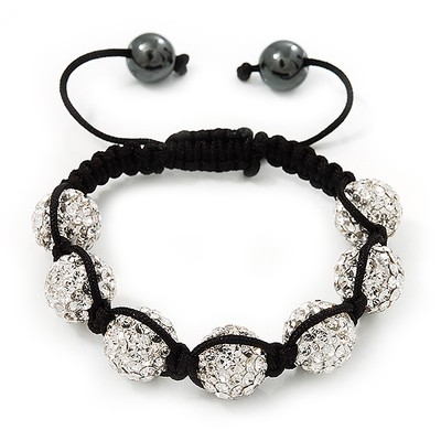 Armband mit klaren Kristallperlen - verstellbar - 12 mm Durchmesser