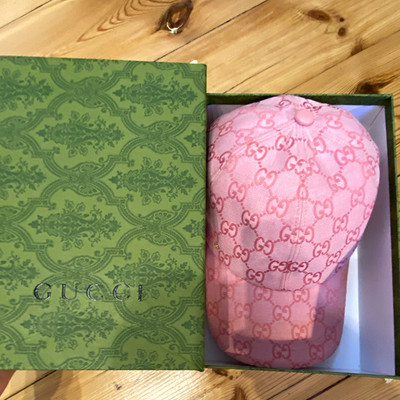 Gucci Damen Baseballkappe M rosa Canvas GG Monogramm mit Logo