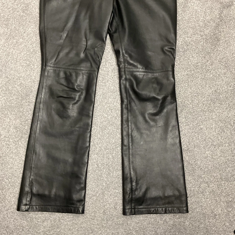 Next Womens Leather Trousers Size UK 12 Black Slim Fit Bootcut Party Evening - Image 3 of 4