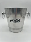 Vintage Coca Cola Stainless Steal Ice Bucket With Classic Black Logo