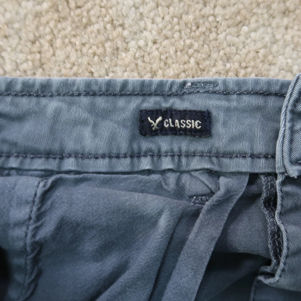 Pantalones Cortos Chinos American Eagle Clásicos Para Hombre 32 Gris Frente Plano Extreme Flex Foto 3 de 4
