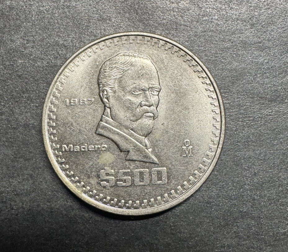 Mexico Francisco I Madero 500 Pesos Coin 1987 - Mexican 500