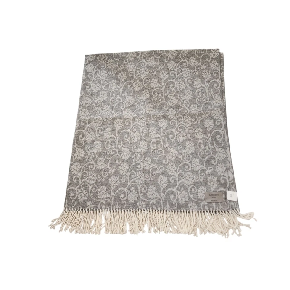 Manta Lamberto Mezcla Lana Gris Blanco 54"X60" Hecha en Italia Foto 2 de 4