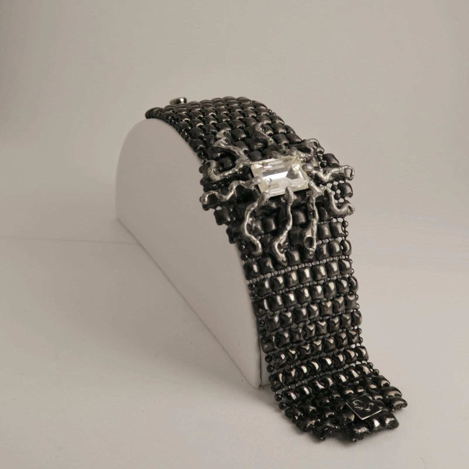SERGIO GUTIERREZ Liquid Metal Vintage Silver Tone Mesh Bracelet Jewelry Br173