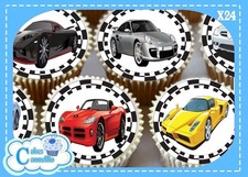 SPORTS CARS MIXED  - EDIBLE CUPCAKE TOPPERS CAKE DECORATIONS 9679