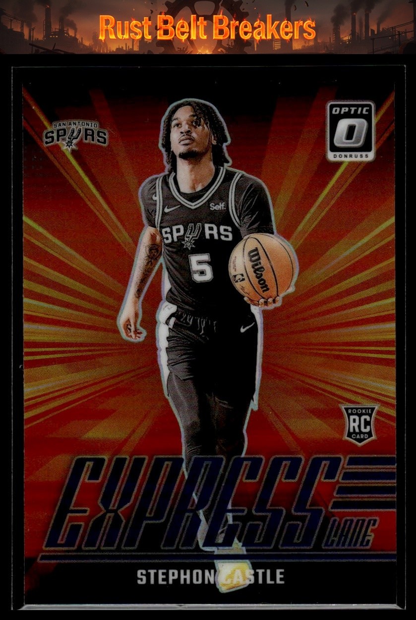 2024-25 Donruss Optic Stephon Castle #1 Express Lane Purple Shimmer Spurs