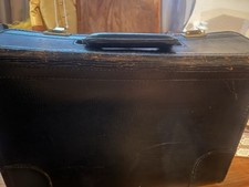 Vintage Black Leather Square Briefcase