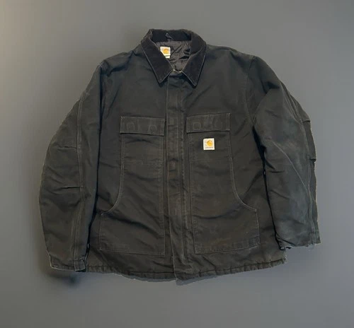 Carhartt Jacket Mens 54 Tall Black C03 Traditional Coat Duck Canvas Distressed image 2