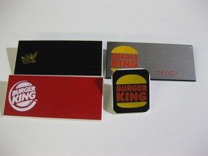 (3) BURGER KING 'BK' Uniform employee Name badges! + Lapel pin!