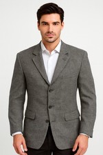 Jones New York Mens Brown 100 Wool Tweed Blazer Sport Coat Jacket 3 Button