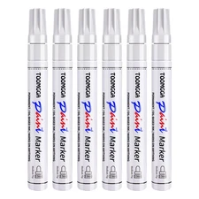 White Paint Pens Permanent Paint Markers - 6 Pack Oil Based Marking Pens, Med...