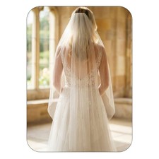 Fingertip Wedding Veils White 1 Tier Bridal Veil With Comb For Brides Women