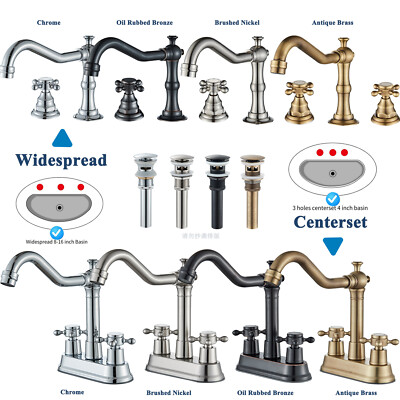 Bathroom Basin Sink Faucet 3 Hole 2 Handle Waterfall Vanity Mixer Tap with Drain