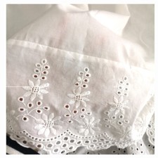 Women Underskirt Waist Slip Petticoat Cotton Embroidered Hollow Lace Trim White
