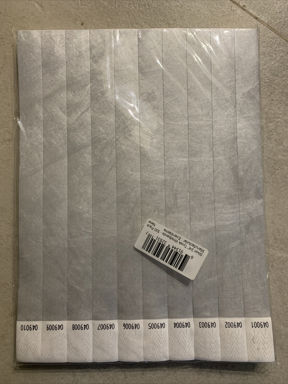 Silver 3/4’’ Tyvek Wristbands - 500 Pack