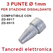 3x PUNTE RICAMBIO N5-6 UGELLO Ø 1mm PISTOLA STAZIONE DISSALDANTE ZD-8917 ZD-8915