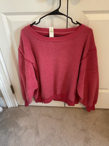 American Eagle Oversized Reverse Fleece Sweater Light Red Size XS MSRP $54.95