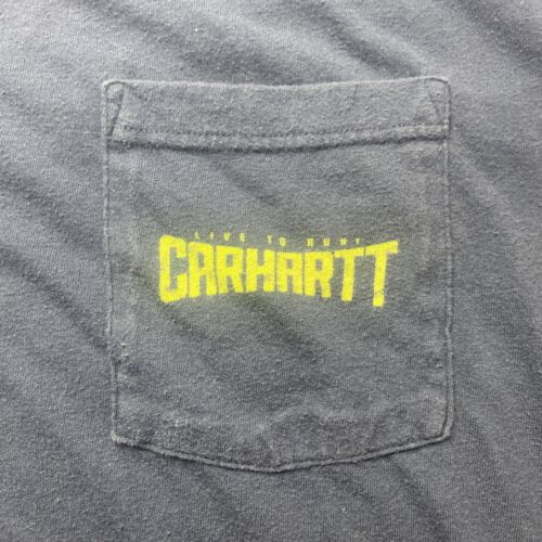 Carhartt Dark Blue Breast Pocket Shirt Extra Large XL Back Print Free Postage - Picture 2 of 6