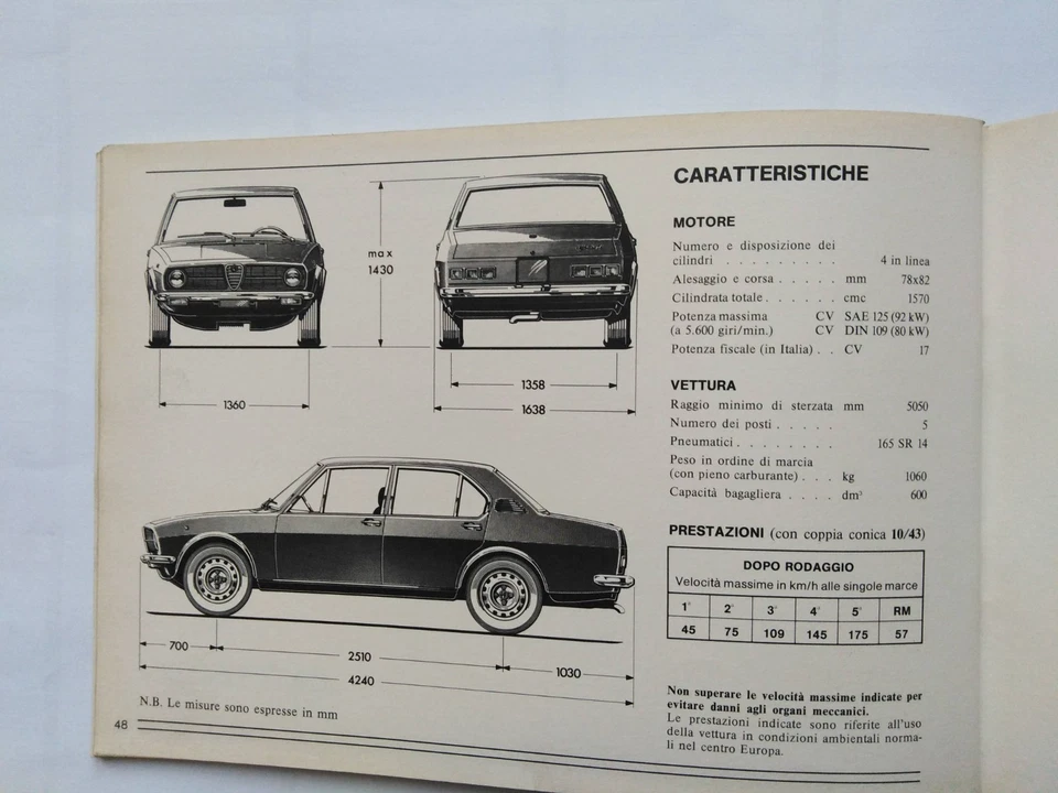 ALFA ROMEO ALFETTA 1600   LIBRETTO USO MANUTENZIONE  01/1975     (818) - Immagine 2 di 4