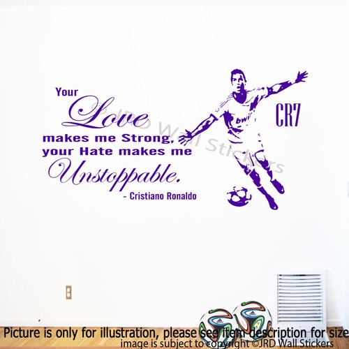 Unstoppable - Ronaldo CR7 Quote Decals, Footballer wall sticker, Sports stickers - Picture 5 of 6