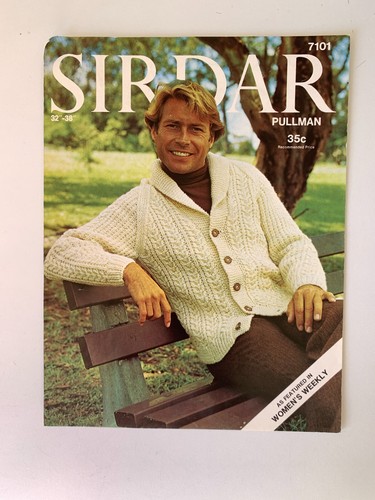 Vintage Sirdar Vintage Knitting Pattern Leaflet 7101 Mens Patterned Jacket