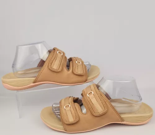Vionic Sarah Sandals Womens Size 9.5 Tan Pink Slides Shoes Adjustable Sport