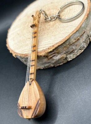 Schlüsselanhänger Türkischer handgefertigter Saz Ud Kemence Gitarre Geige a Holz