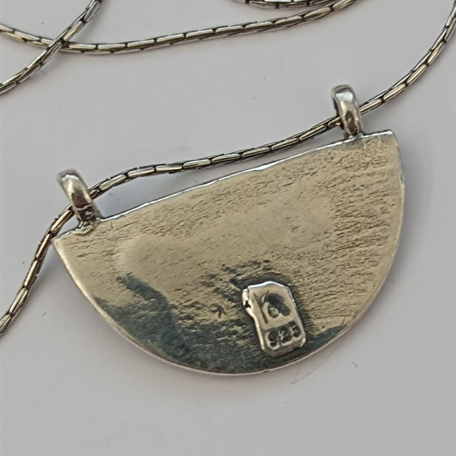 Sterling Silver Necklace Folk Ethnic Animal Artisan Eilat Stone Modernist Unique