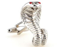 Cobra Pair Cufflinks Silver Mustang Dad Wedding Fancy Gift Box Polishing Cloth