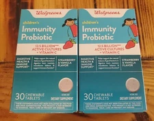 2x Walgreens Children's Immunity Probiotics Strawberry & Vanilla 30ct Chewable