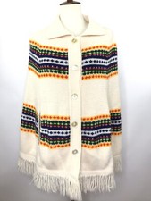 Vintage 70s Acrylic Knit Poncho Cape By Green Lantern Boho Festival One Size