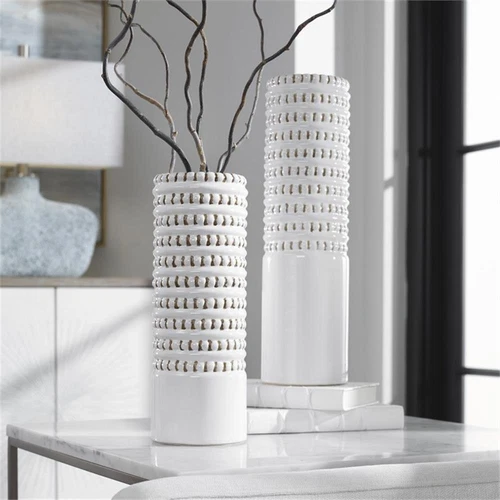 Uttermost Angelou Coastal Style Ceramic Vase in White (Set of 2) - Picture 4 of 4