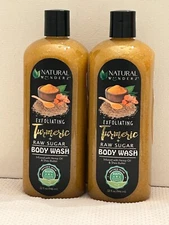 2 Pack Natural Wunderz Exfoliating Turmeric + Raw Sugar Body Wash 32 FL OZ