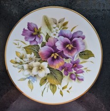 Newhall Staffordshire Bone China Floral Plate Purple Pansy Flowers 