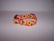 Wet Nose Designs Sunflower Season Dog Collar on Bright Pink Fall Harvest Autumn