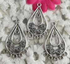 Free Ship 50 pcs Antique silver earring connectors 34x20mm H-3315