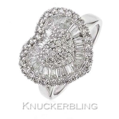 Echter Diamant Herz Ring massiv 1,40ct Farbe F Reinheit VS in 18kt Weißgold