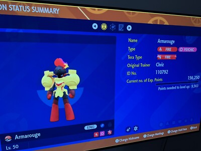 Shiny Armarouge Pokemon Scarlet And Violet Perfect IV