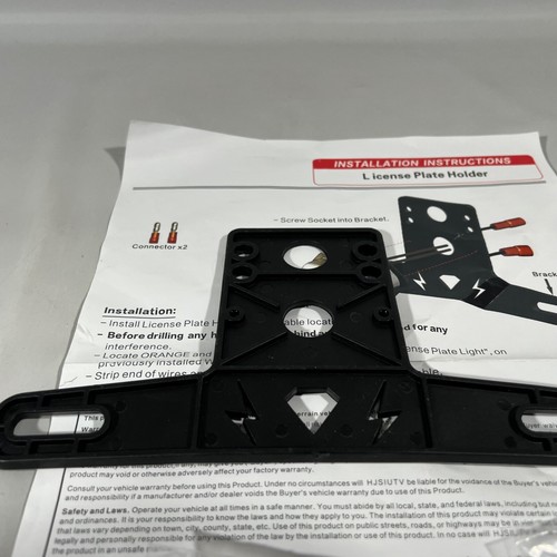 UTV Side By Side License Plate Holder with LED Light Street Legal Compatible New - Picture 6 of 7