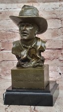 Handmade Signed Milo John Wayne Bronze Sculpture Bust Western Film Legend Collec