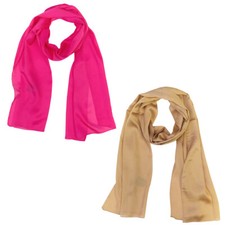 Wrapables Lightweight Silky Solid Colored Scarf Set of 2 , Rose and Caramel