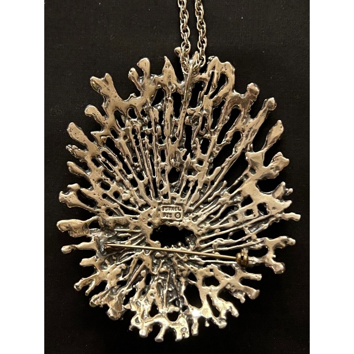 Pendentif Argent Aharon Bezalel Art Brutaliste - Pierre Turquoise - Occasion TBE