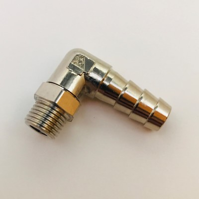 3/8'' Barb 10mm x 1/4'' Male NPT Brass 90° Elbow Swivel Rotating 360 Fitting