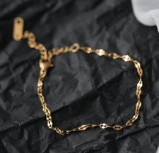 Women Titanium Stainless Steel Delicate Twist Chain Anklet Bracelet 7.6-9.5"